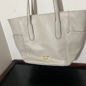 Nicole by Nicole Miller Large Beige Tote Bag Shoulder Purse 16x11